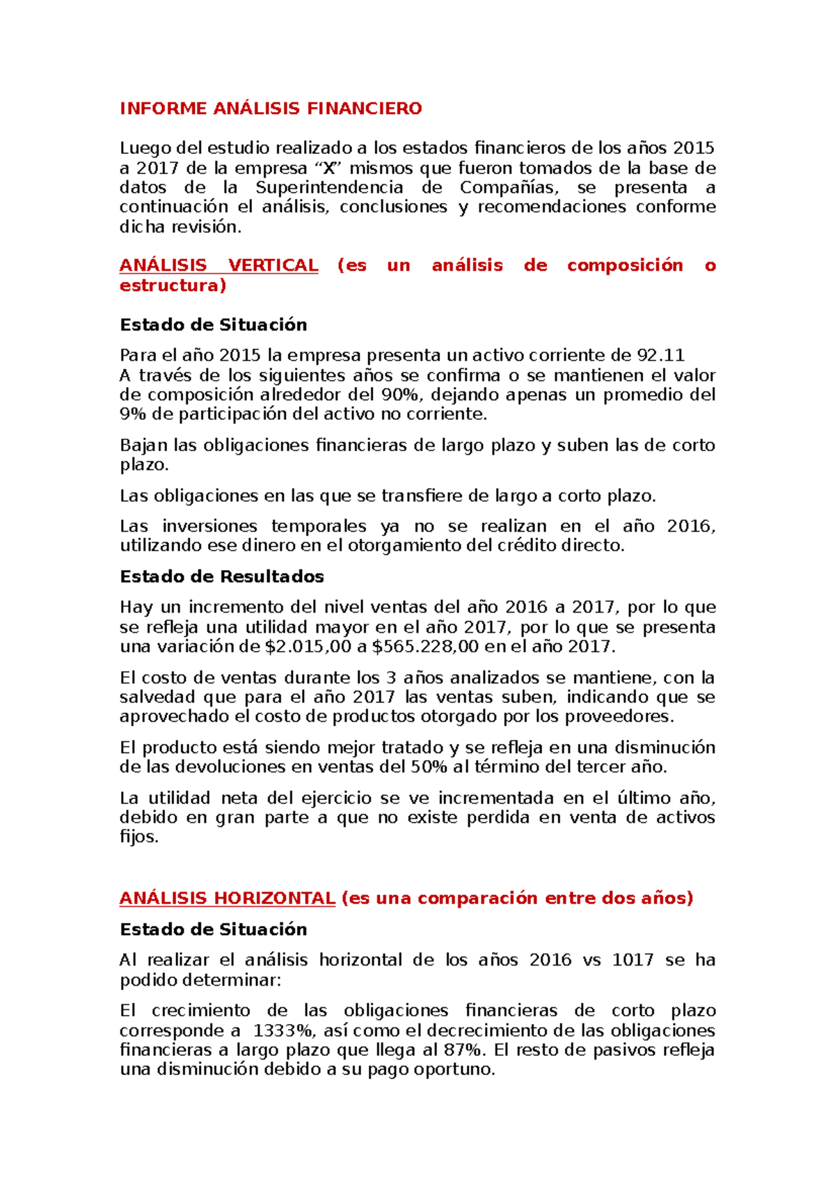 405585164 Informe Analisis Financiero Docx - INFORME ANÁLISIS ...