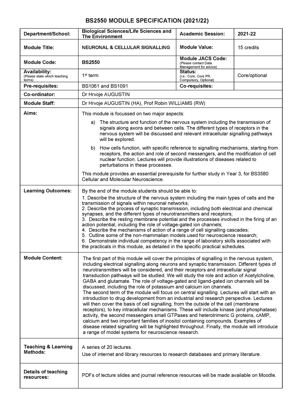 BS2550 Module specification - C805 - RHUL - Studocu