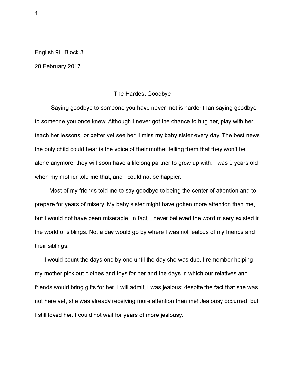 the hardest goodbye essay introduction