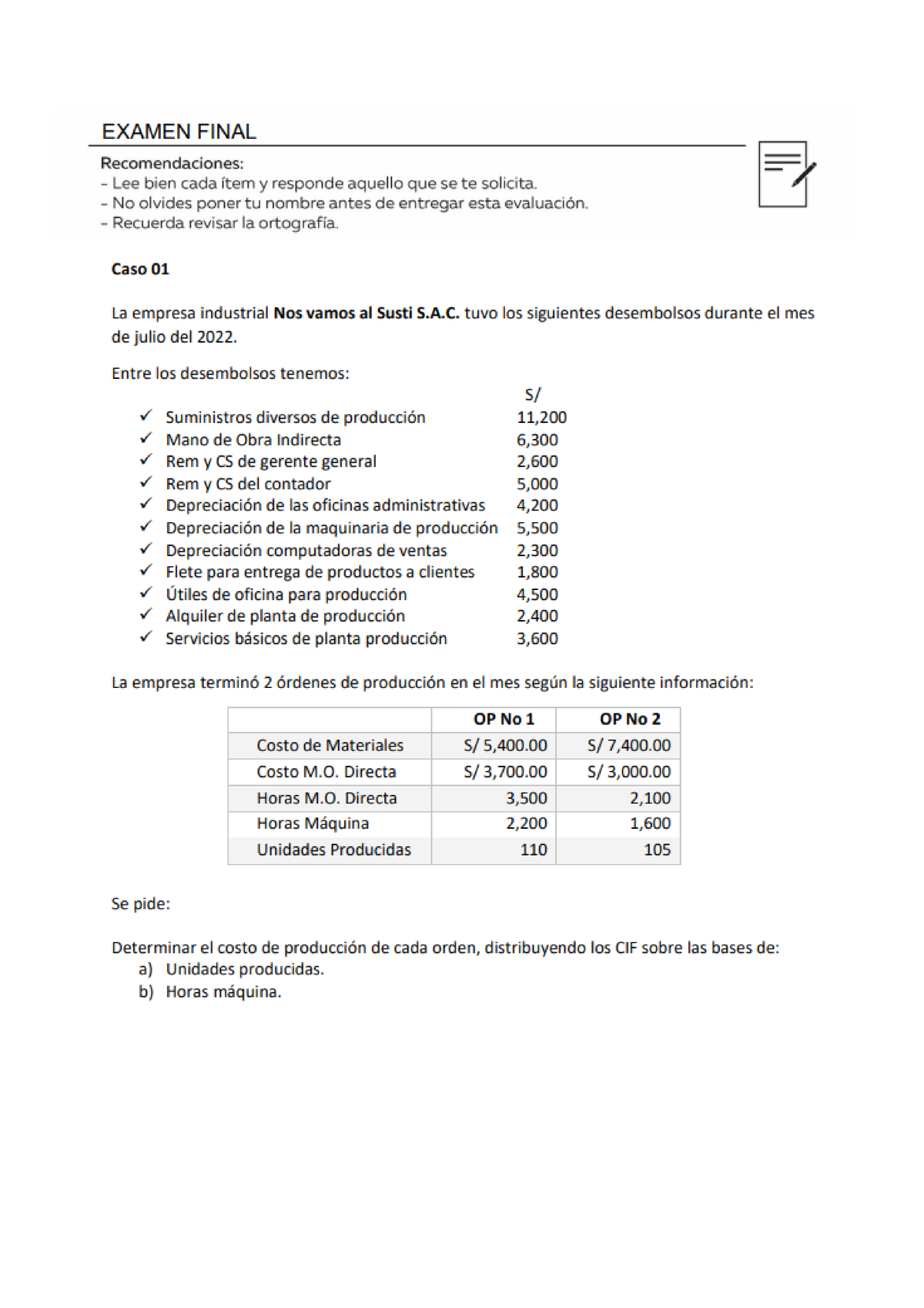 Examen Final Contabilidad De Costos I - Studocu