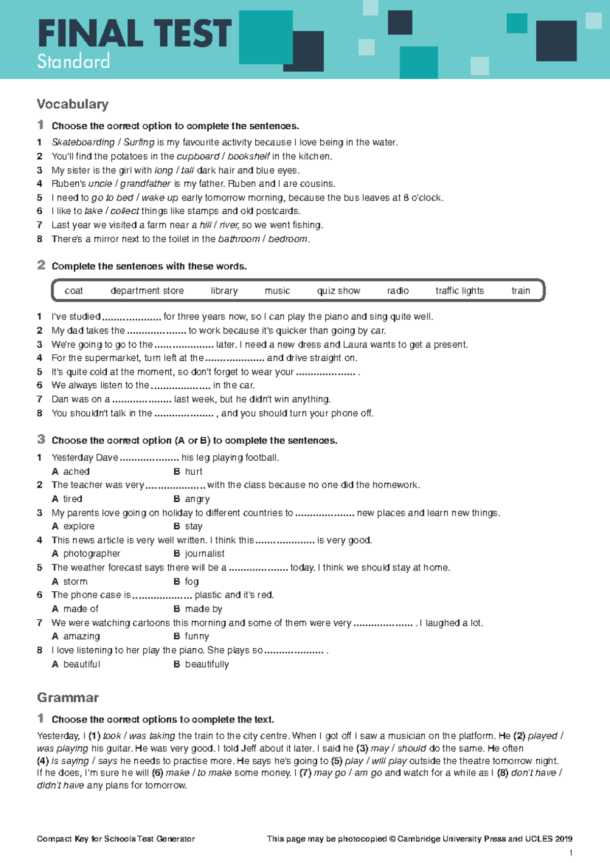 KFS-FT-S - KET - Compact Key for Schools Test Generator This page may ...