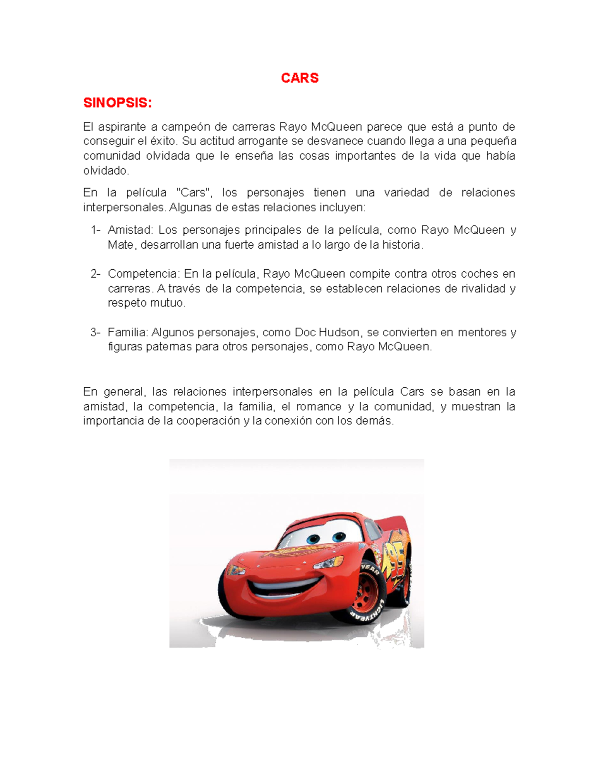 Historia de discount rayo mcqueen