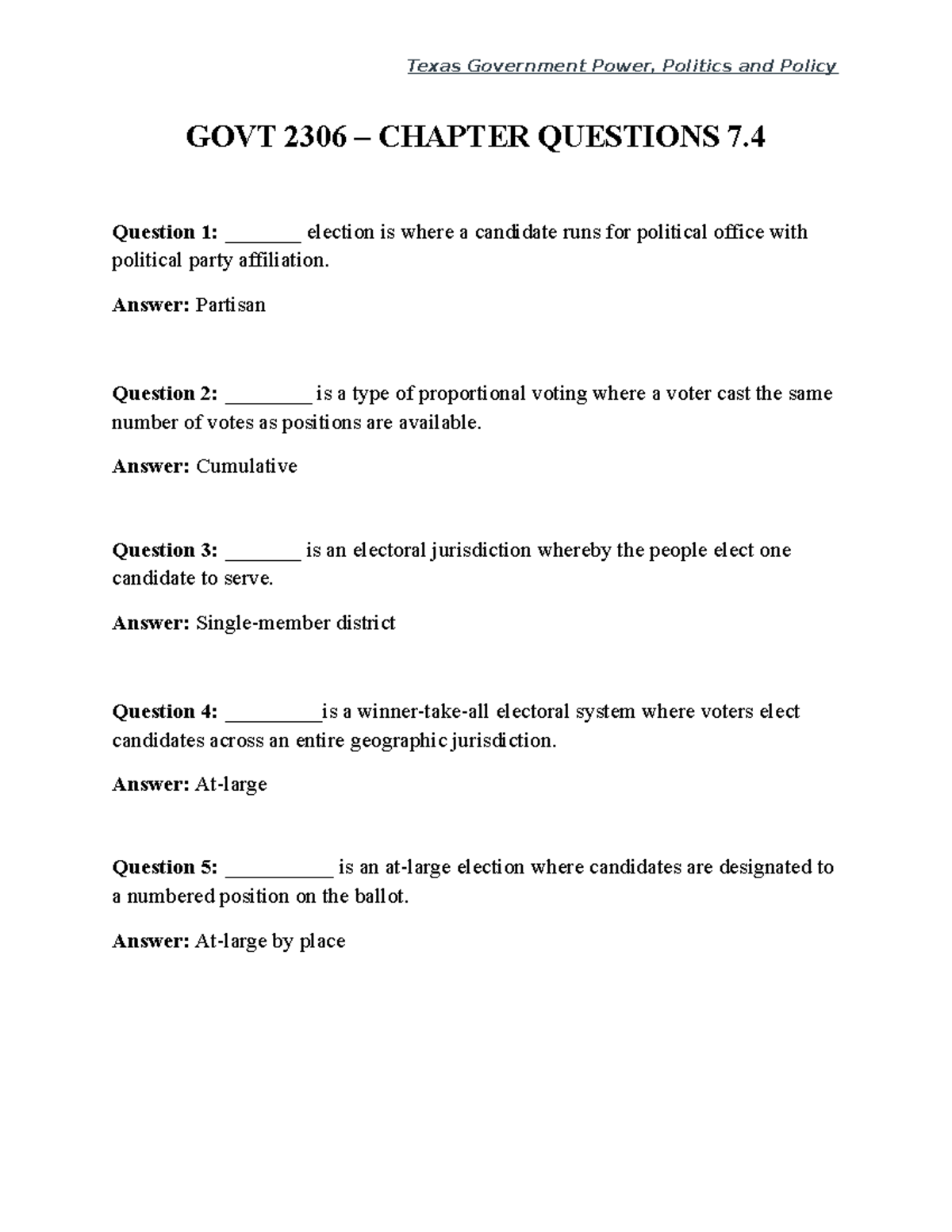 GOVT-2306 Chapter 7.4 Questions And Answers - Texas Government Power ...