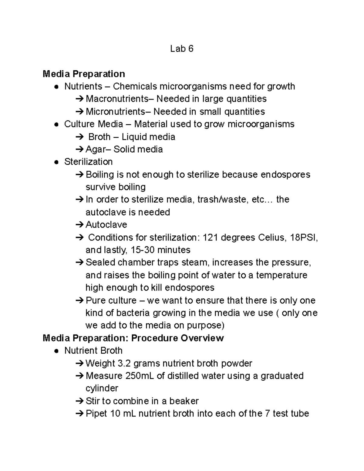 Media Preparation and Sterilization Lab 6 Media Preparation Nutrients