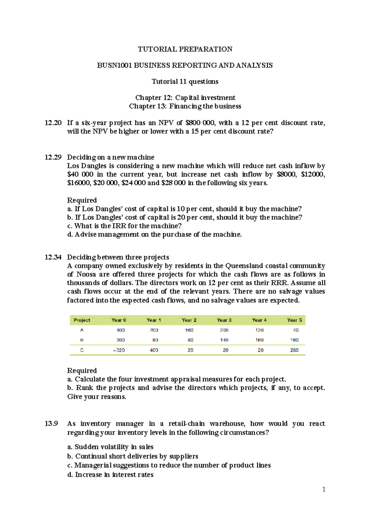 Week 12 Tutorial Preparation Without Answers - TUTORIAL PREPARATION ...