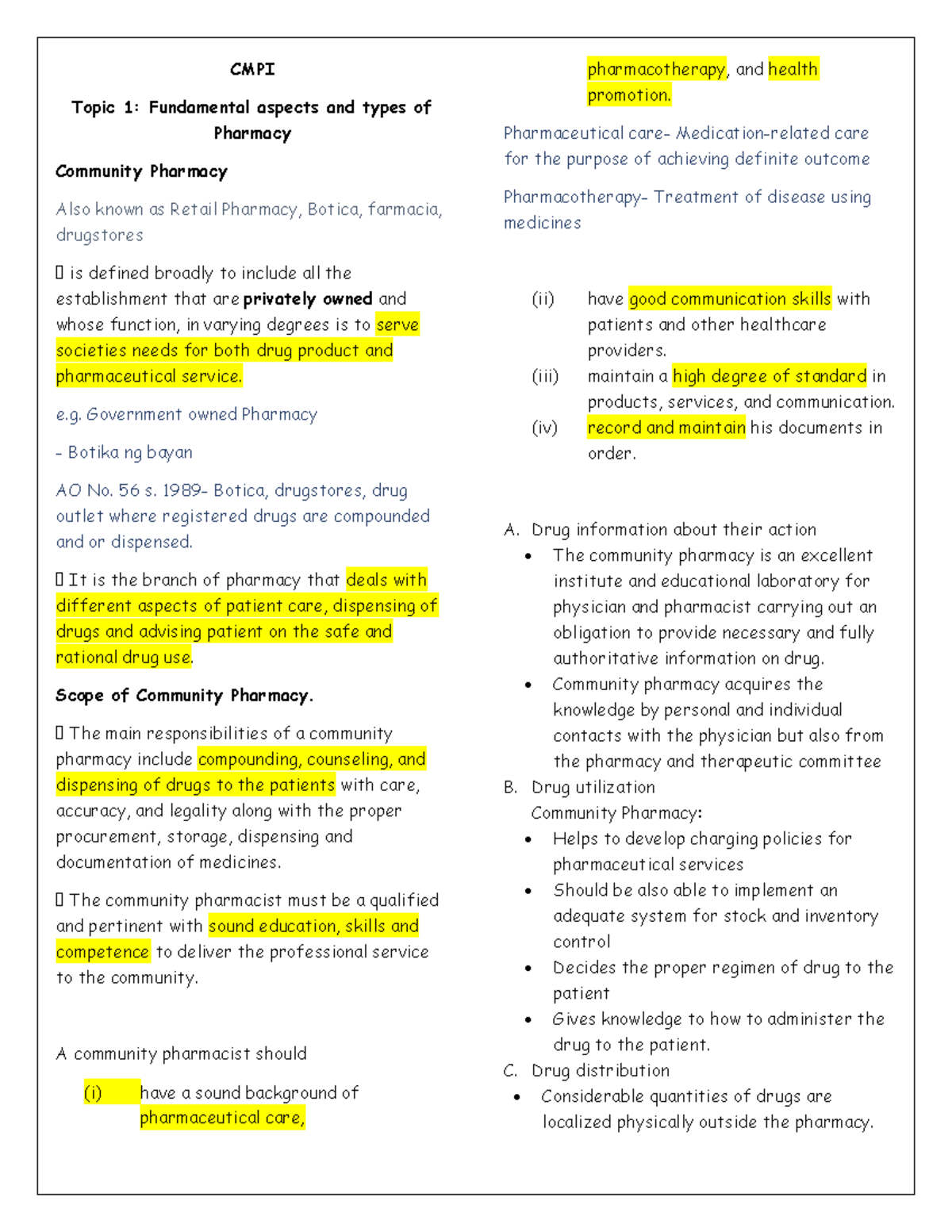 topic-1-fundamental-aspects-of-community-pharmacy-cmpi-topic-1