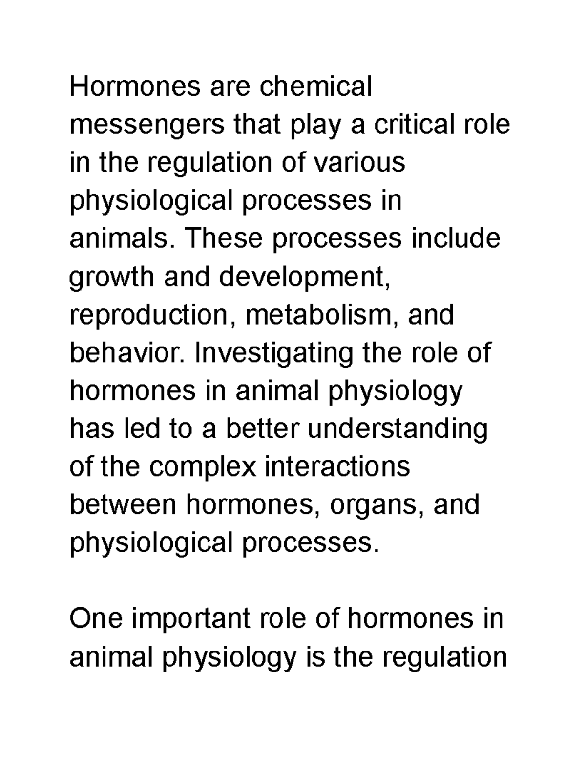 Essay Investigating the role of hormones in animal physiology Google