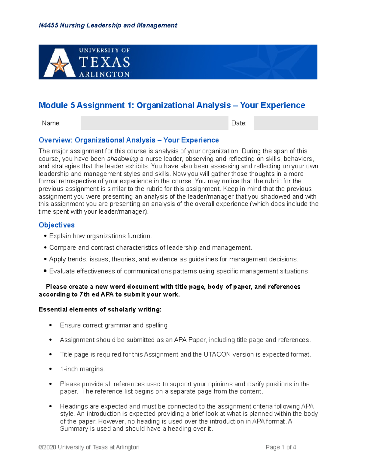 Module 5 Assignment Org Analysis Experience-3 - Module 5 Assignment 1 ...