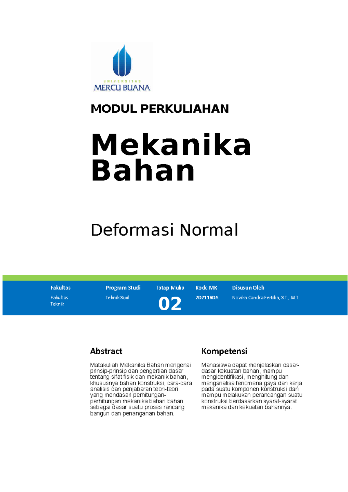 Modul Mekanika Bahan [TM2] - MODUL PERKULIAHAN Mekanika Bahan Deformasi ...