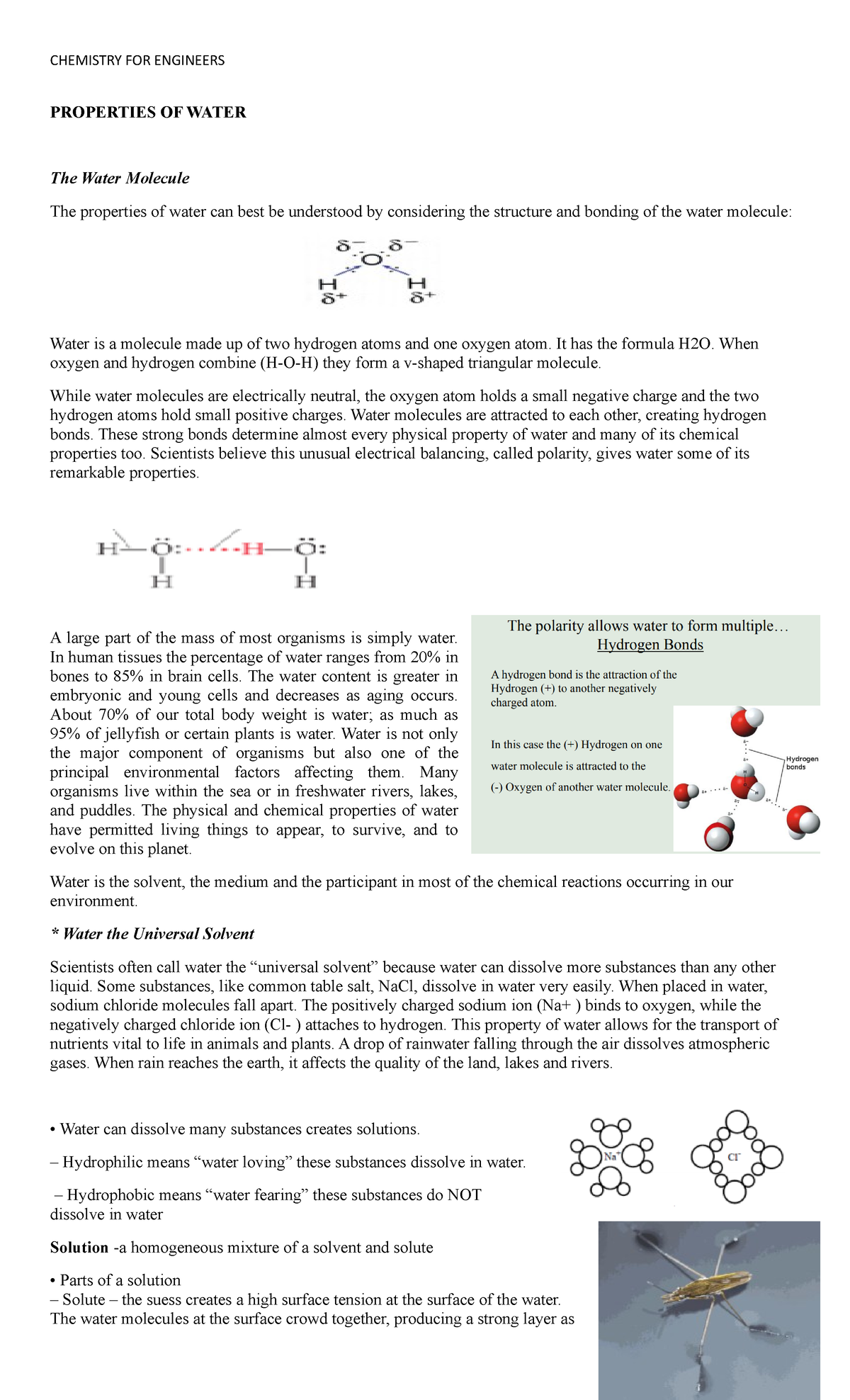Water 3 - Lecture notes 1,2,3... - Mechanical Engineering Project Study ...