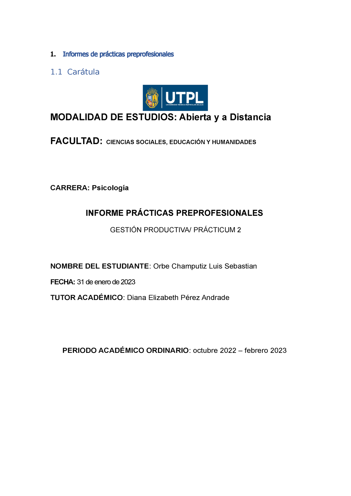 Informe Final UTPL-1 - Practica - 1. Informes De Prácticas ...