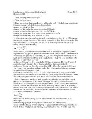 Homework 2 - Introduction to Astronomy and Astrophysics Spring 2010 ...