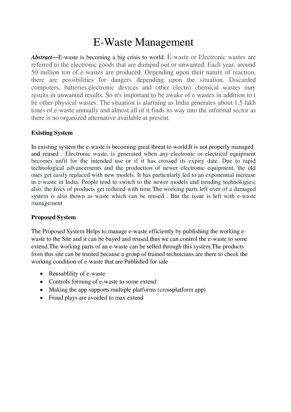 E-waste - Nil - E-Waste Management Abstract—E-waste is becoming a big ...