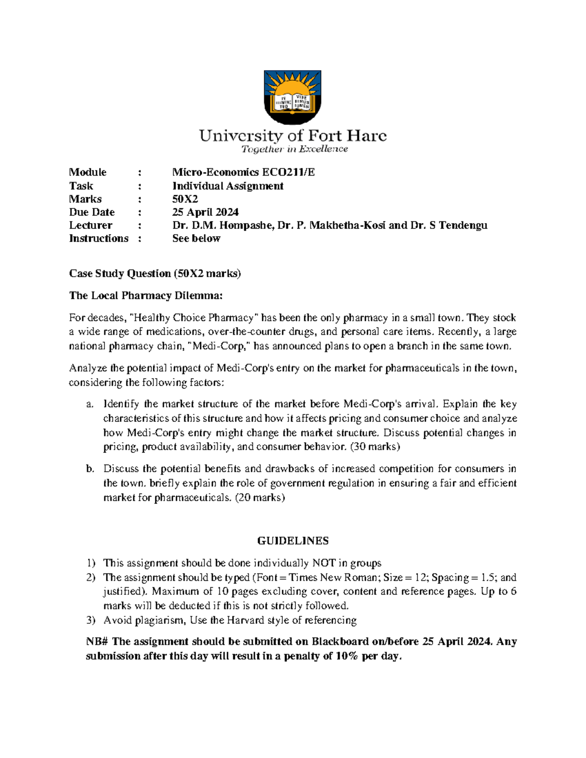 Eco 211 E Assignment Topic 2024 Module Micro Economics Eco 21 1 E