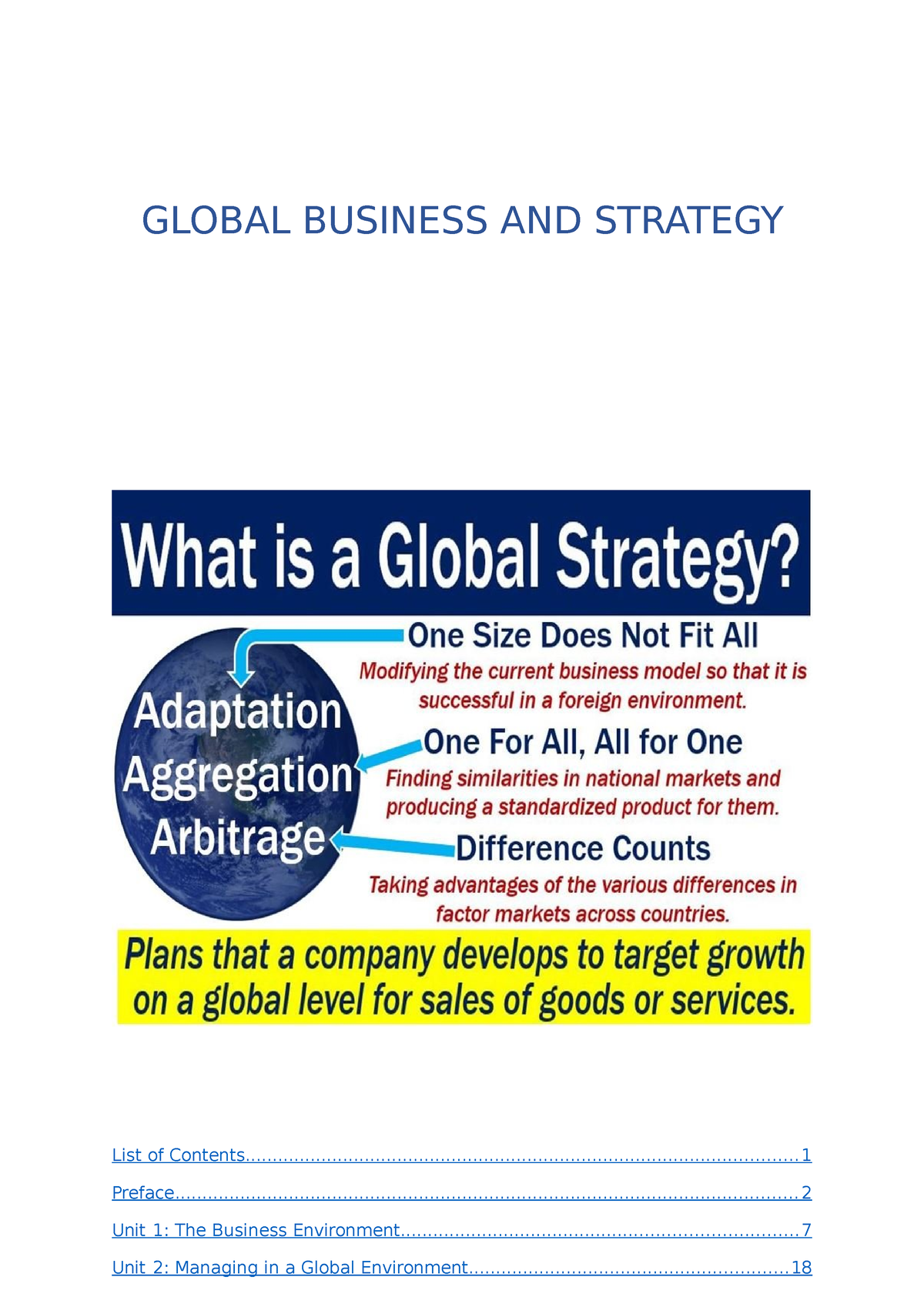 Global Business AND Strategy Lecture Doc 17 Sep,22 Oct, 06 Nov - GLOBAL ...