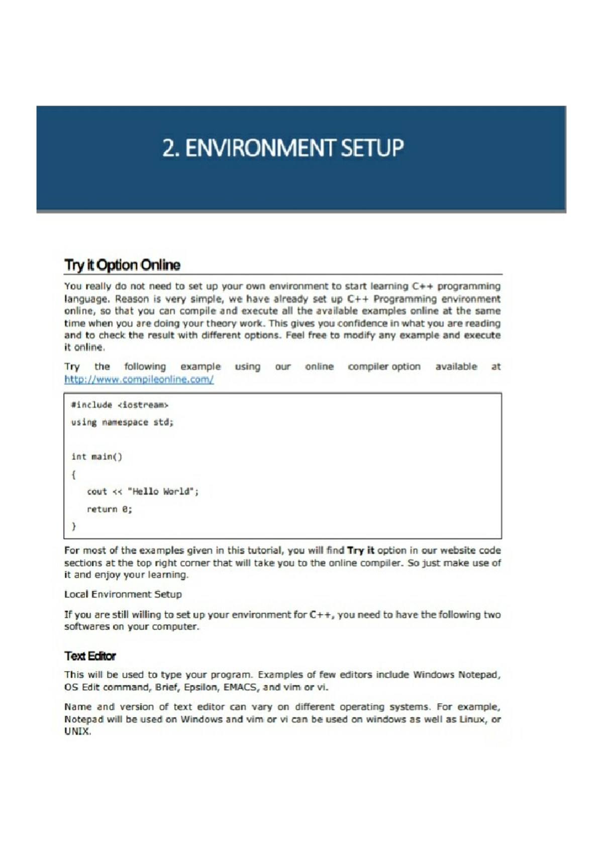 Environmental Setup of c++ - c++ programming - Studocu