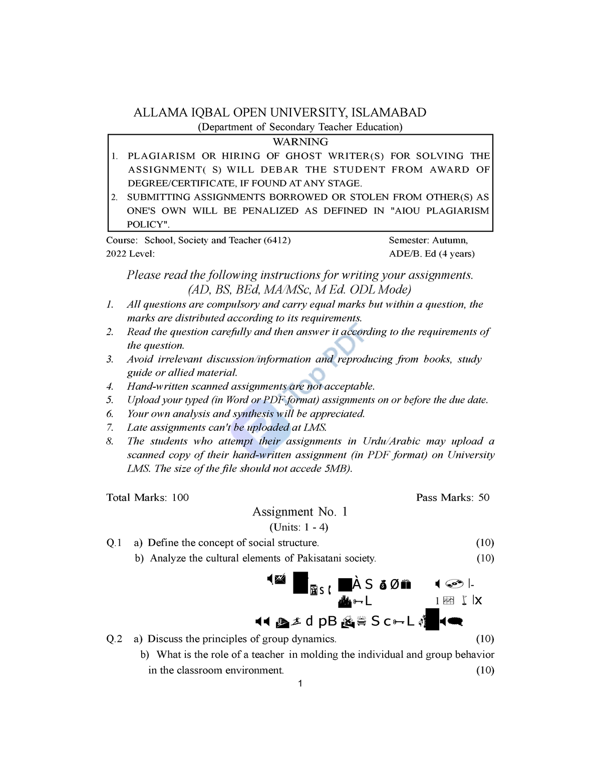 solved assignment allama iqbal open university