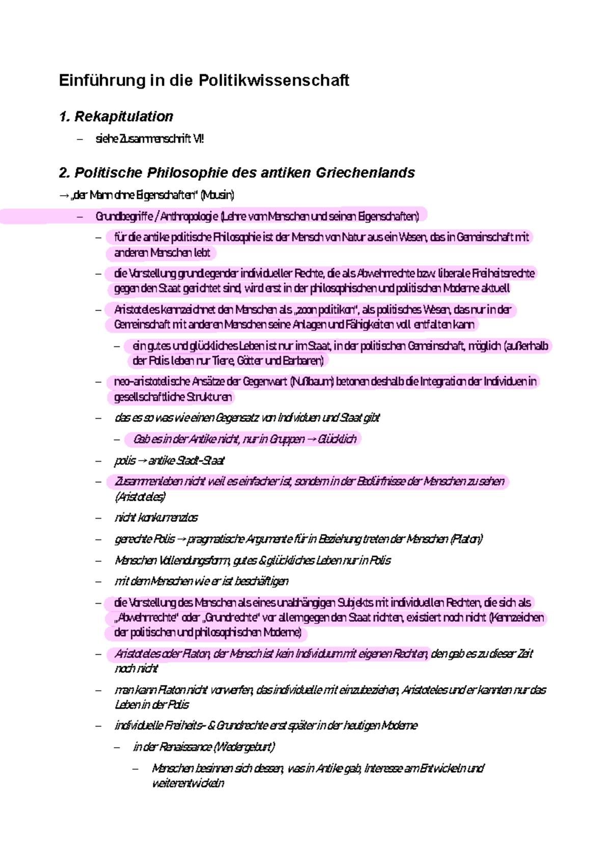 Zusammenschrift V2 - Mitschriften aus dem Semester. - Einführung in die