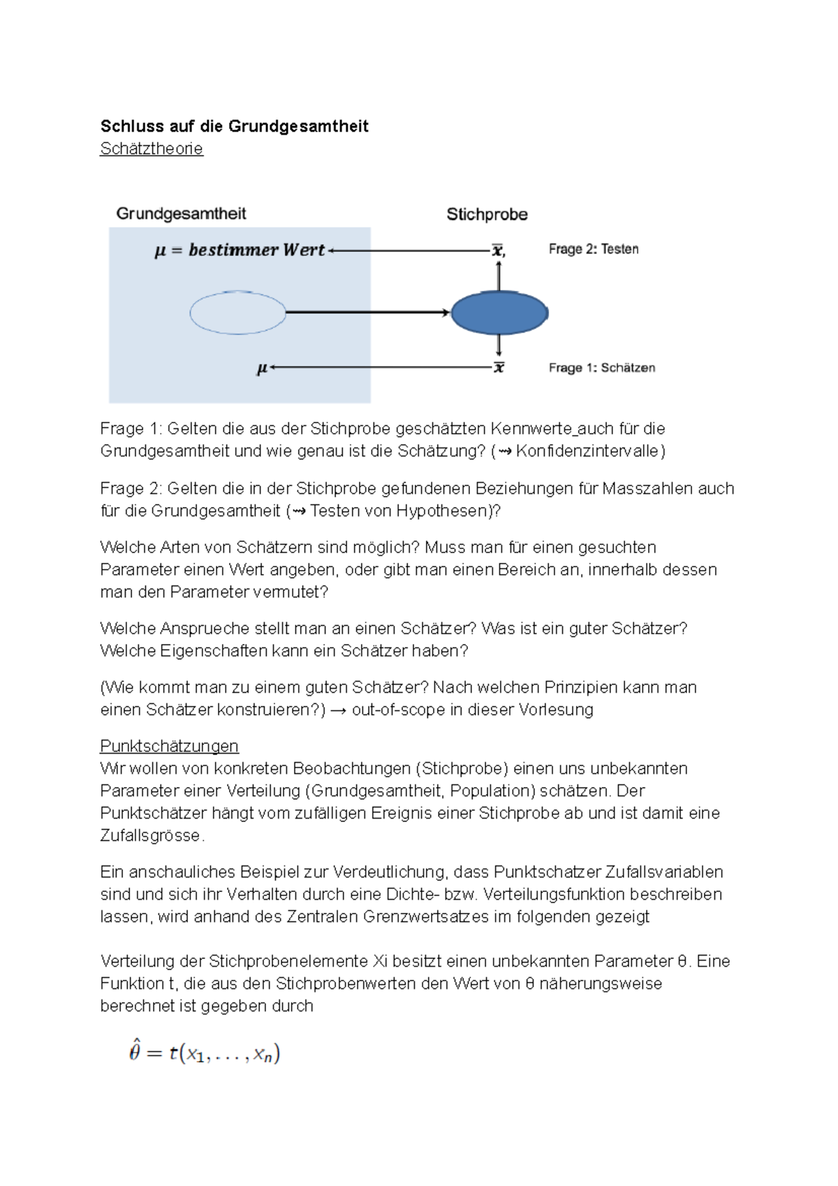 Statistik part 3 - Schluss auf die Grundgesamtheit Schätztheorie Frage ...