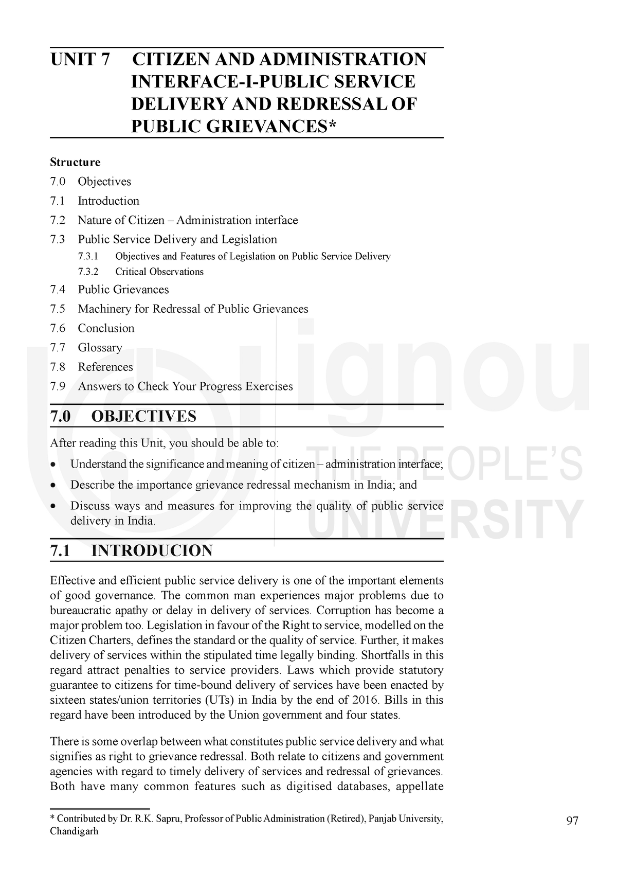 Unit-7 - Notes - 97 Interface-I-Public Service Delivery And Redressal ...