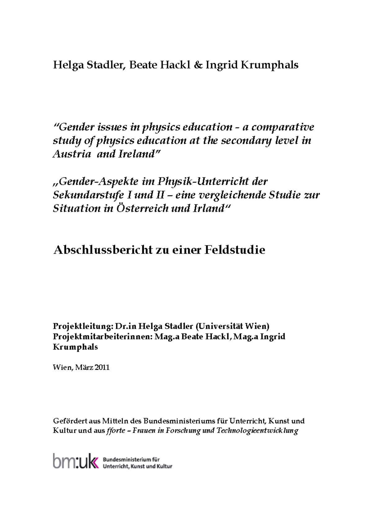 Stadler Endbericht Irland - Helga Stadler, Beate Hackl & Ingrid ...