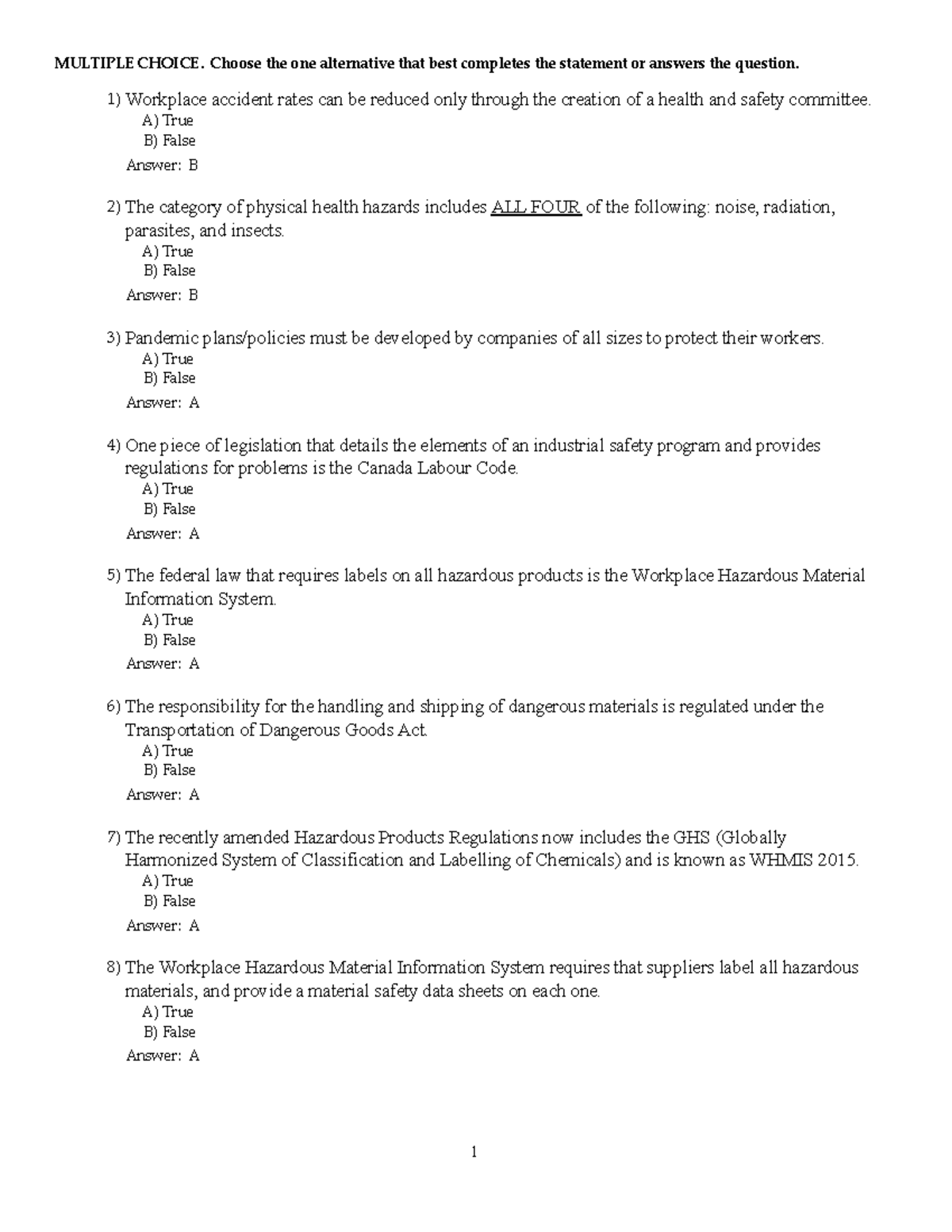 Exam 2019, questions and answers - MULTIPLE CHOICE. Choose the one ...
