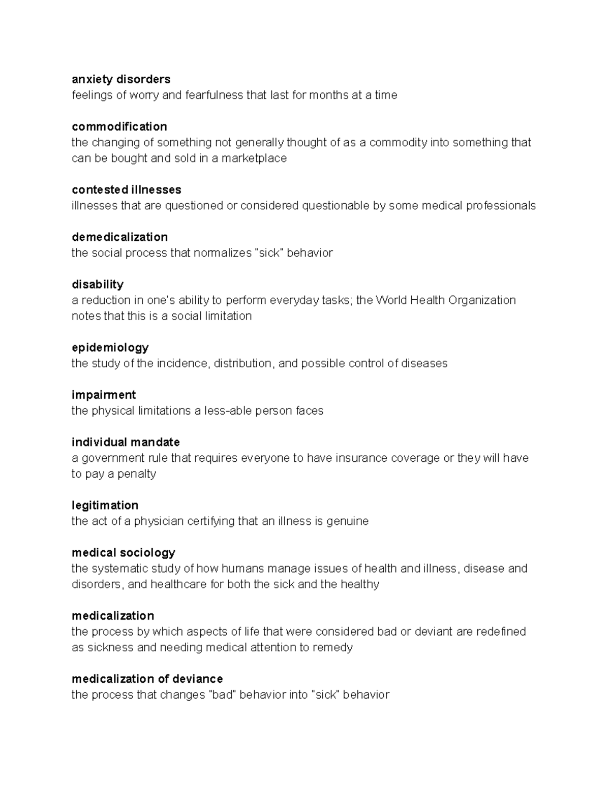 Chpater 19 Terms And Definitions - anxiety disorders feelings of worry ...