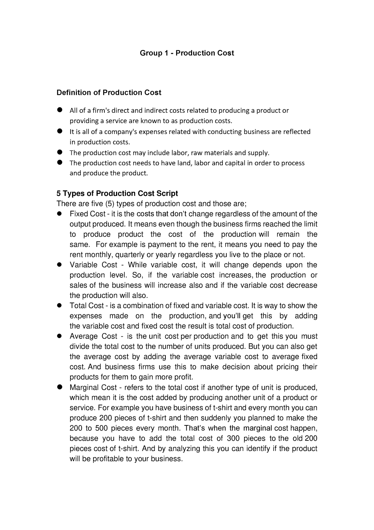 group-1-production-cost-written-report-group-1-production-cost