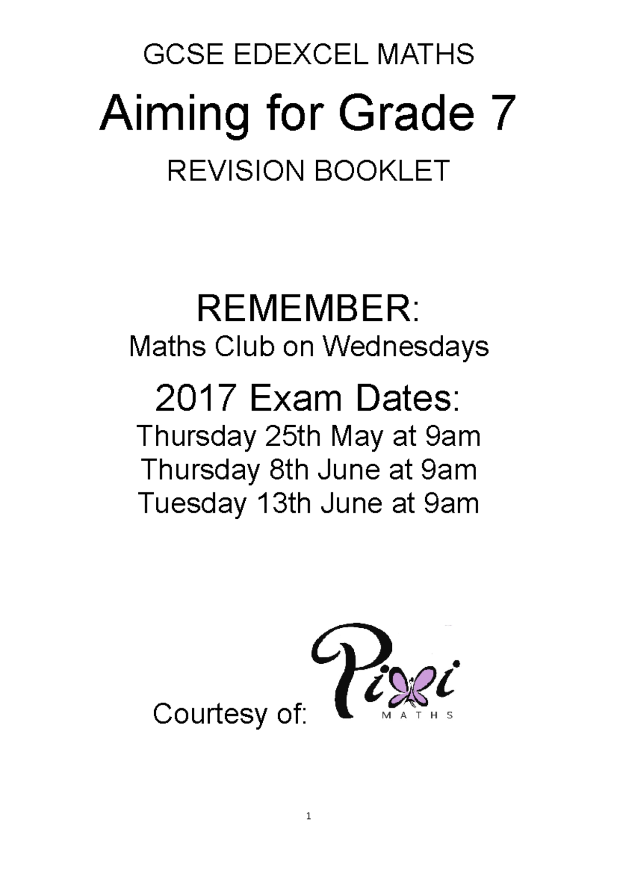 Revision Guide aiming for 7 - GCSE EDEXCEL MATHS Aiming for Grade 7 ...