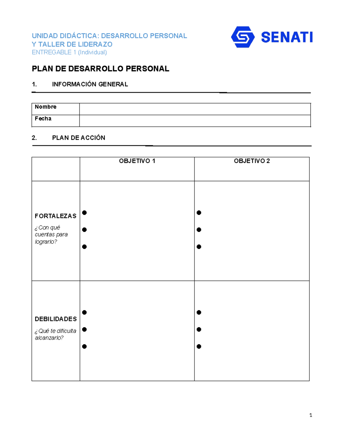 Formato DE PLAN DE Desarrollo Personal - Desarrollo personal y ...