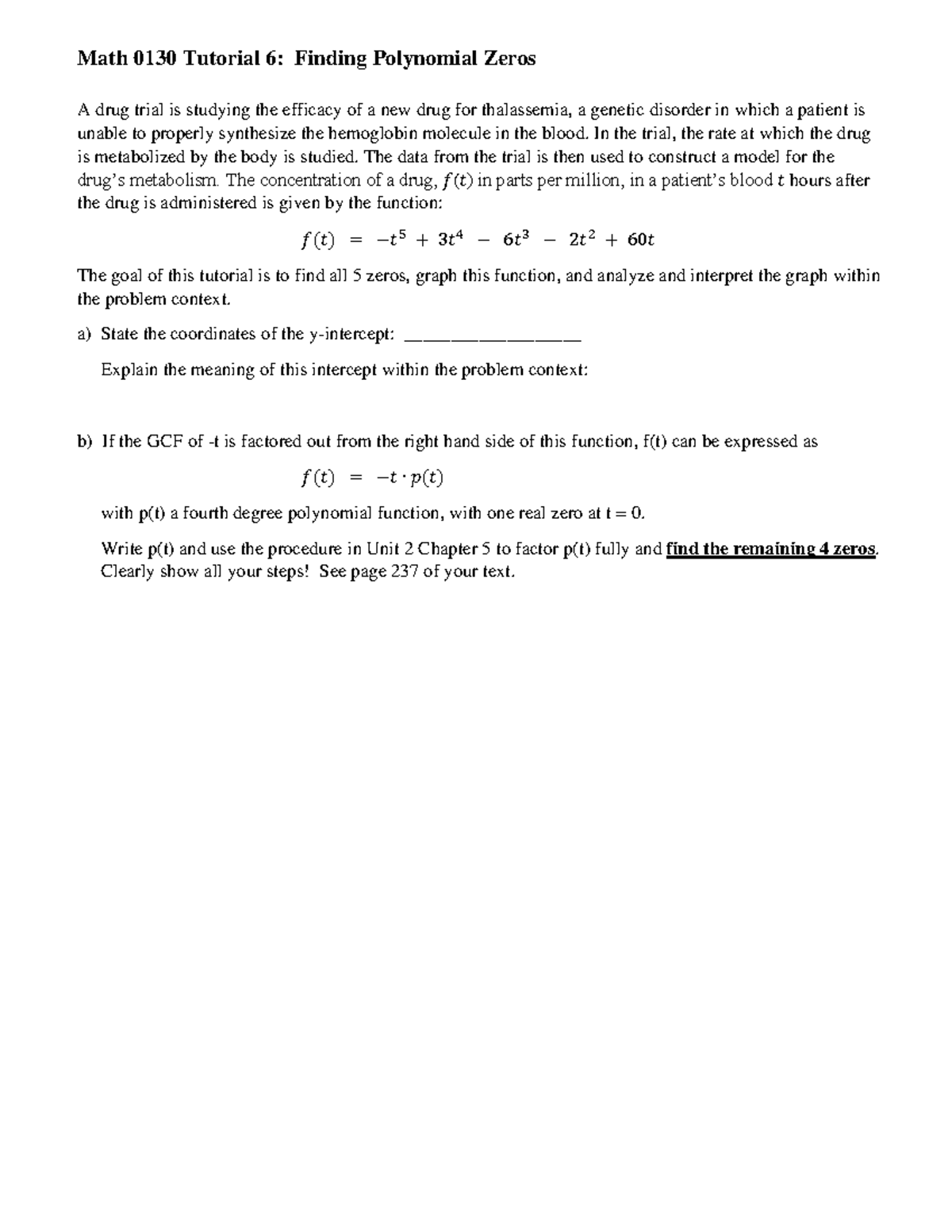 MATH0130Tutorial 6Worksheet W 2022 - Math 0130 Tutorial 6 : Finding ...