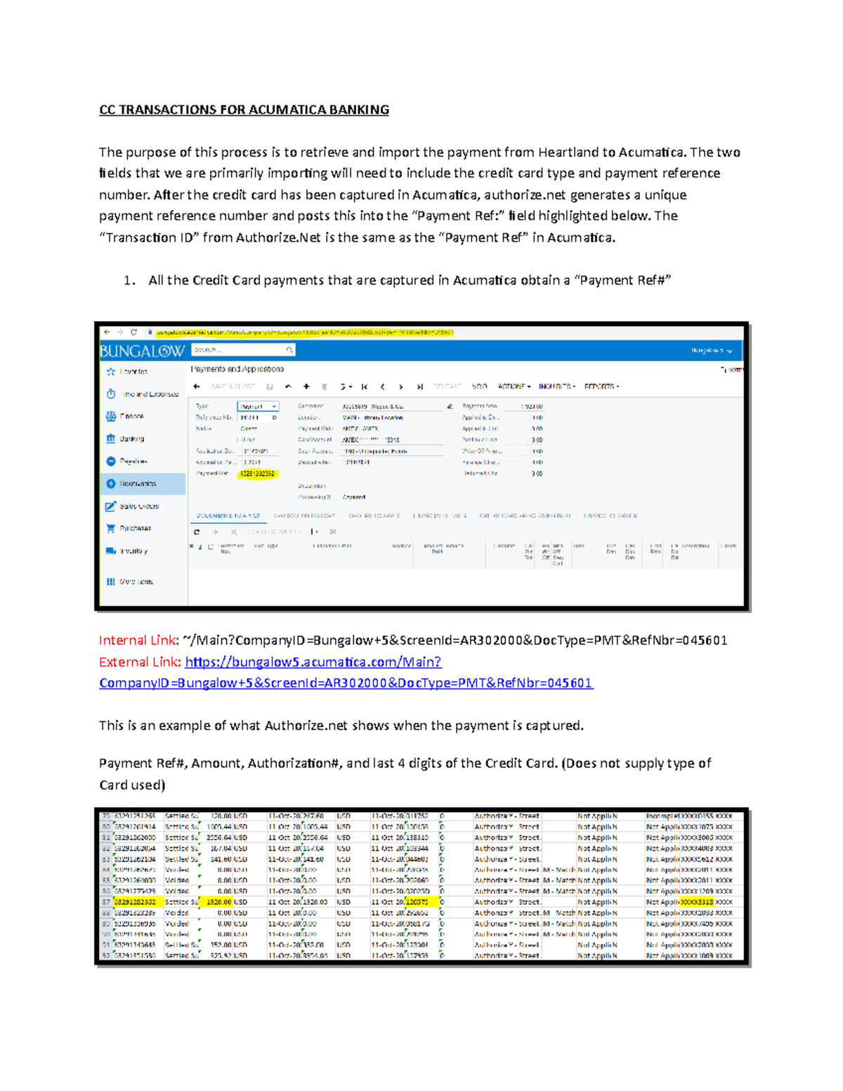CC Transactions Banking CC TRANSACTIONS FOR ACUMATICA BANKING The