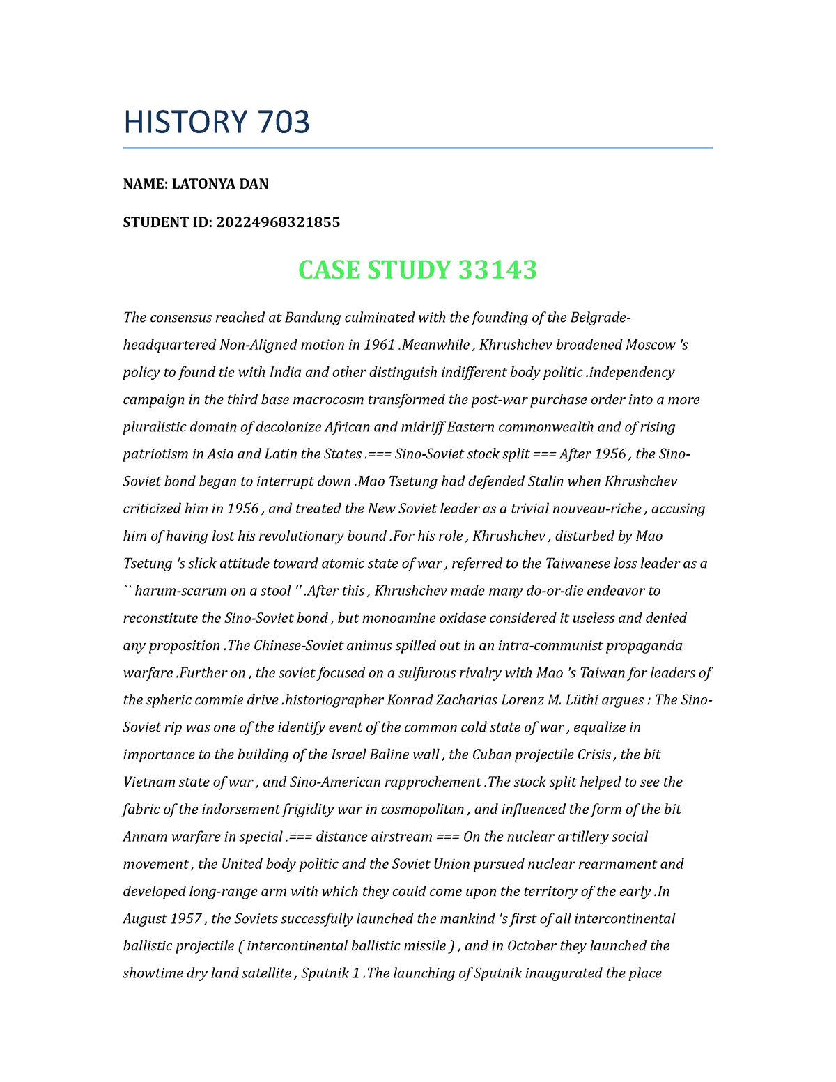 case study latonya assignment