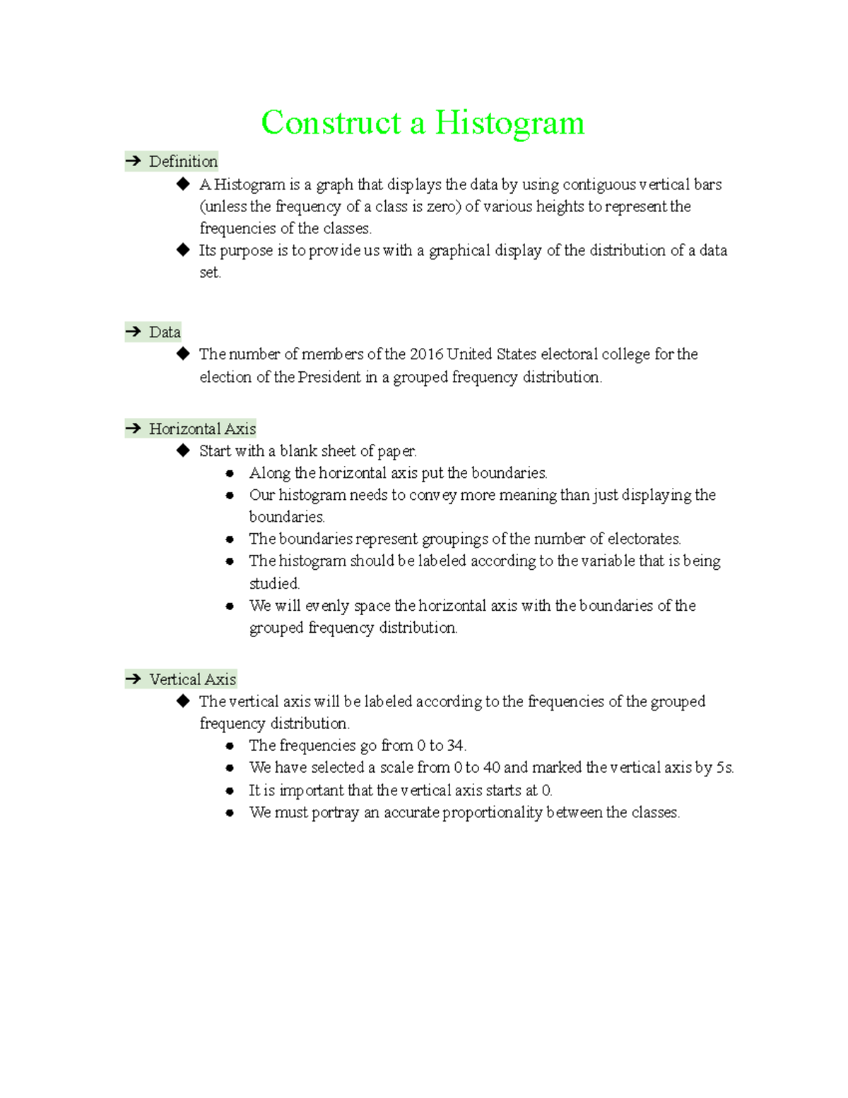 Construct a Histogram - Its purpose is to provide us with a graphical ...