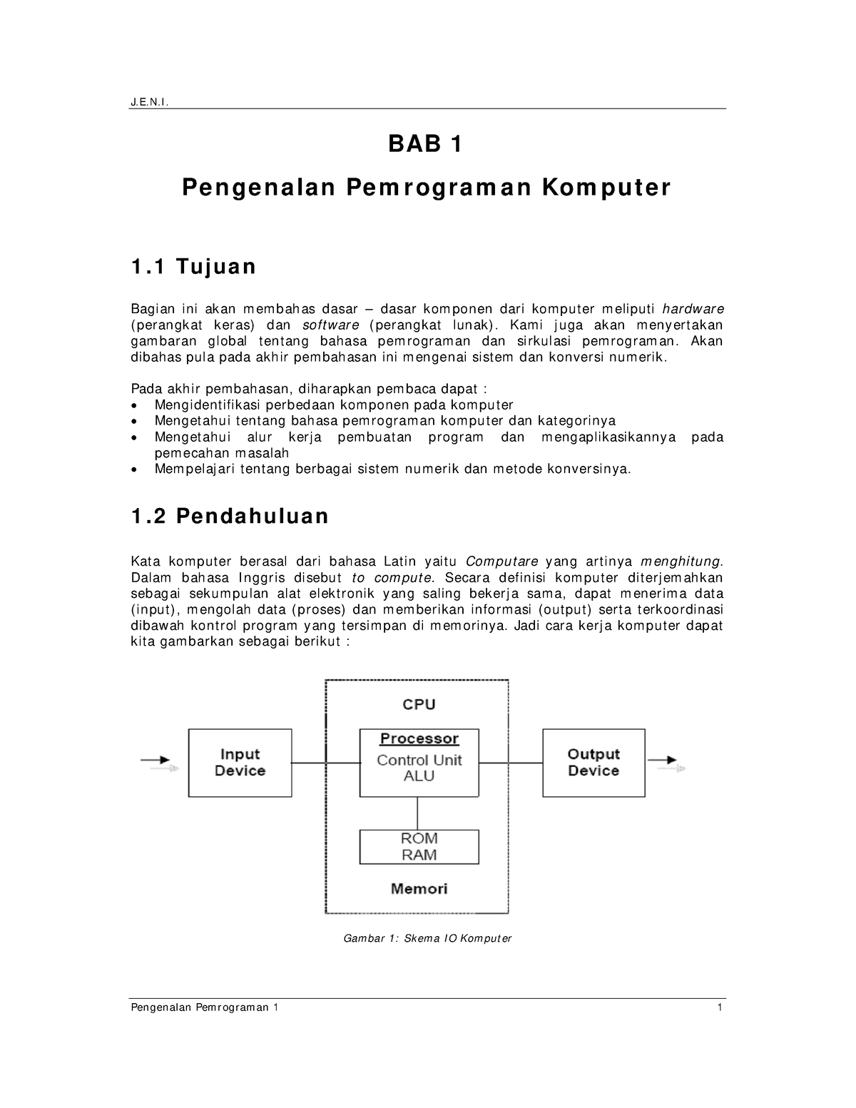 Modul 01 Pengenalan Pemrograman Komputer - BAB 1 Pe N Ge Na Lan Pe M R ...