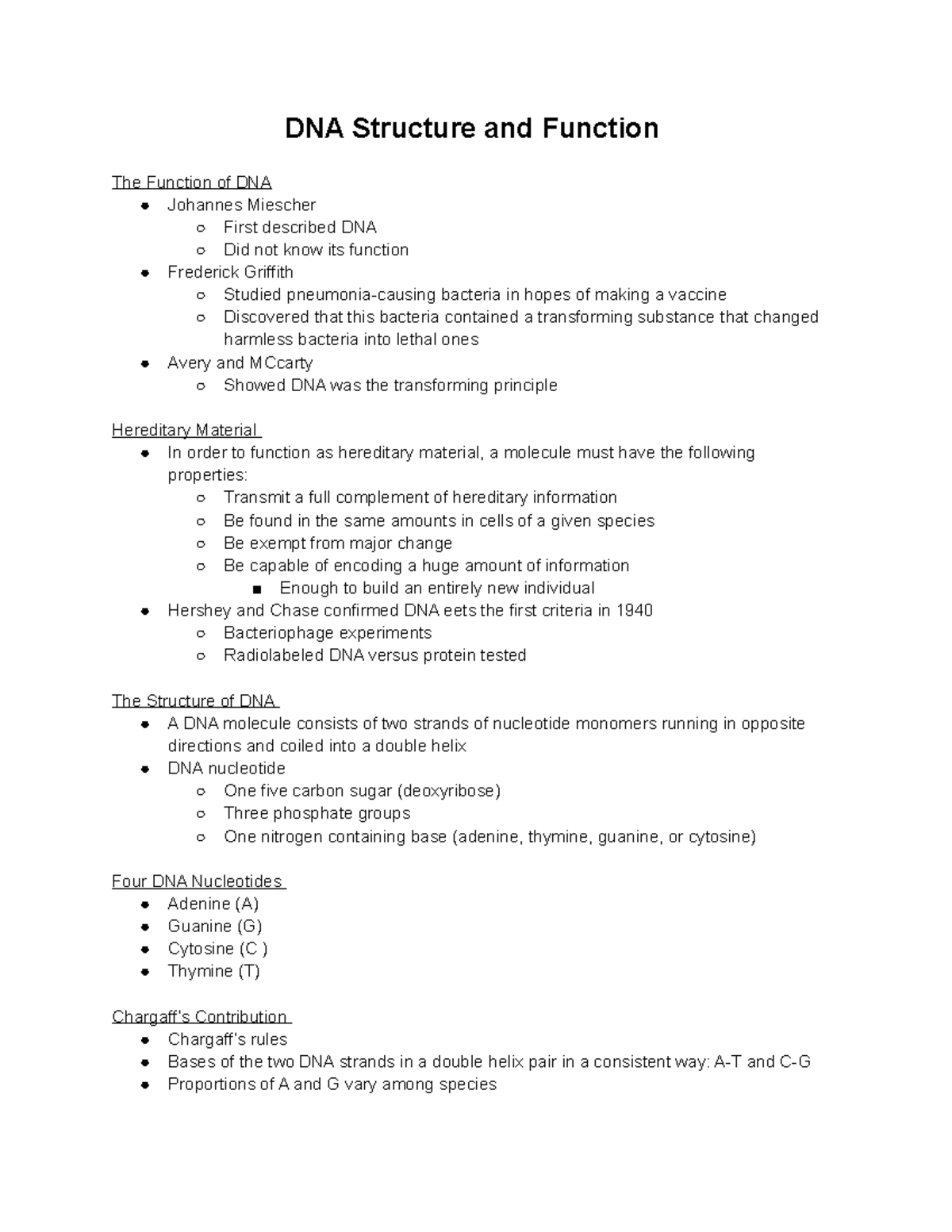 Chapter 7 - DNA Structure And Function The Function Of DNA Johannes ...