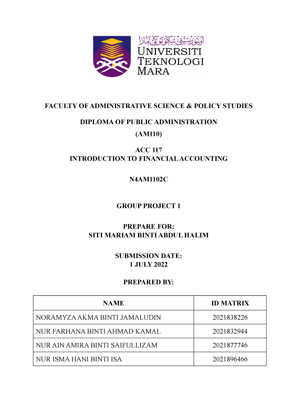 acc117 group assignment conclusion