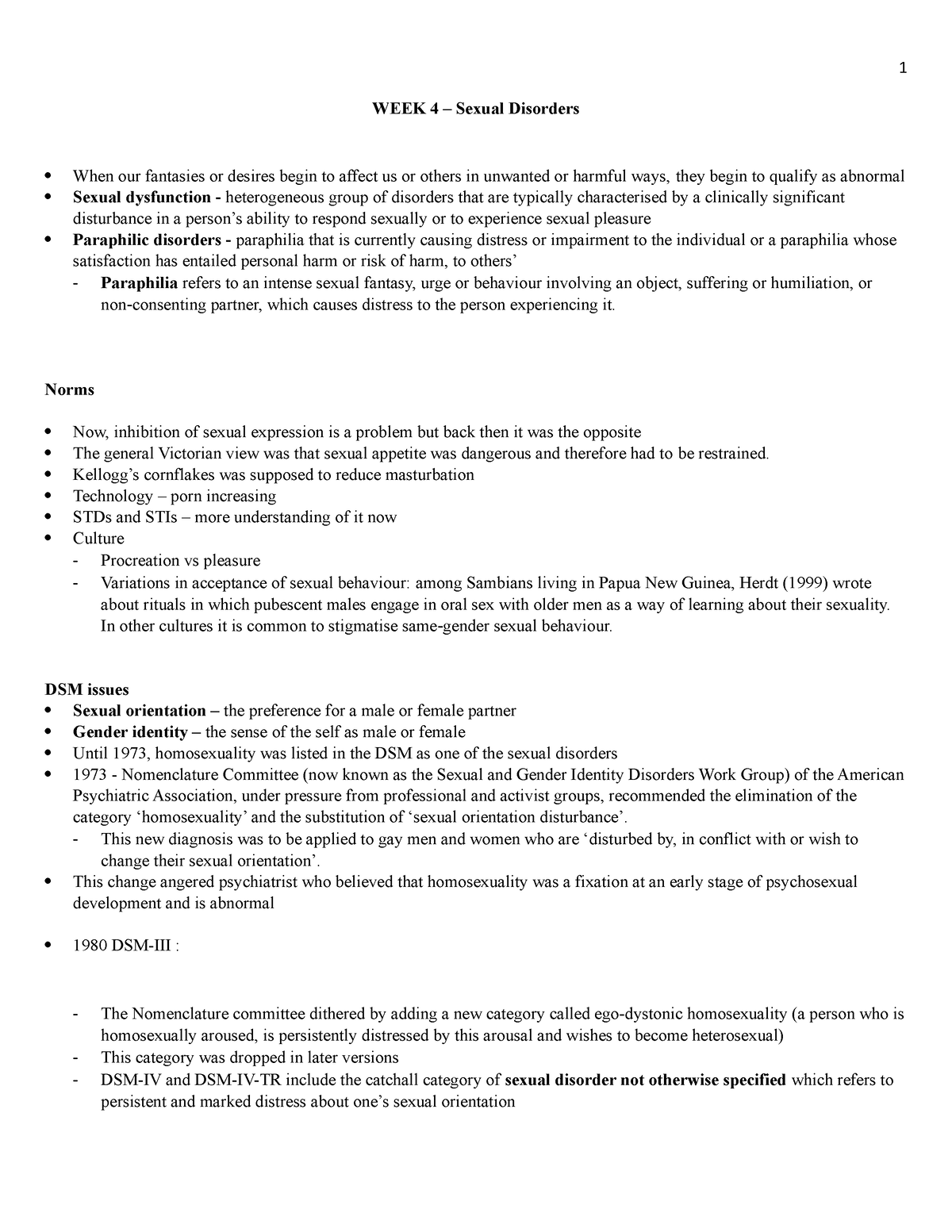 Week 4 Notes Summary Of Textbook Reading And Lecture Content Week 4 Sexual Disorders When 1775