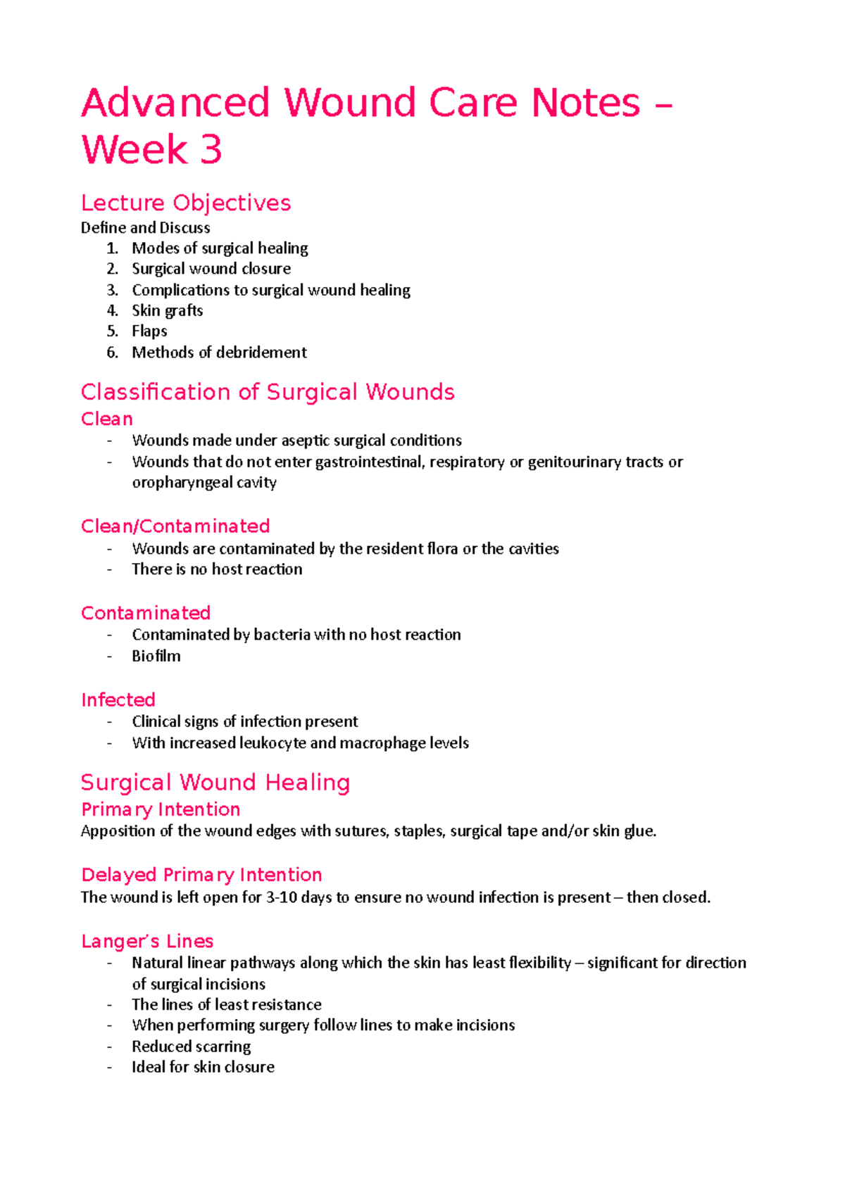 Advanced Wound Care Notes – Week 3 - Modes of surgical healing 2 ...