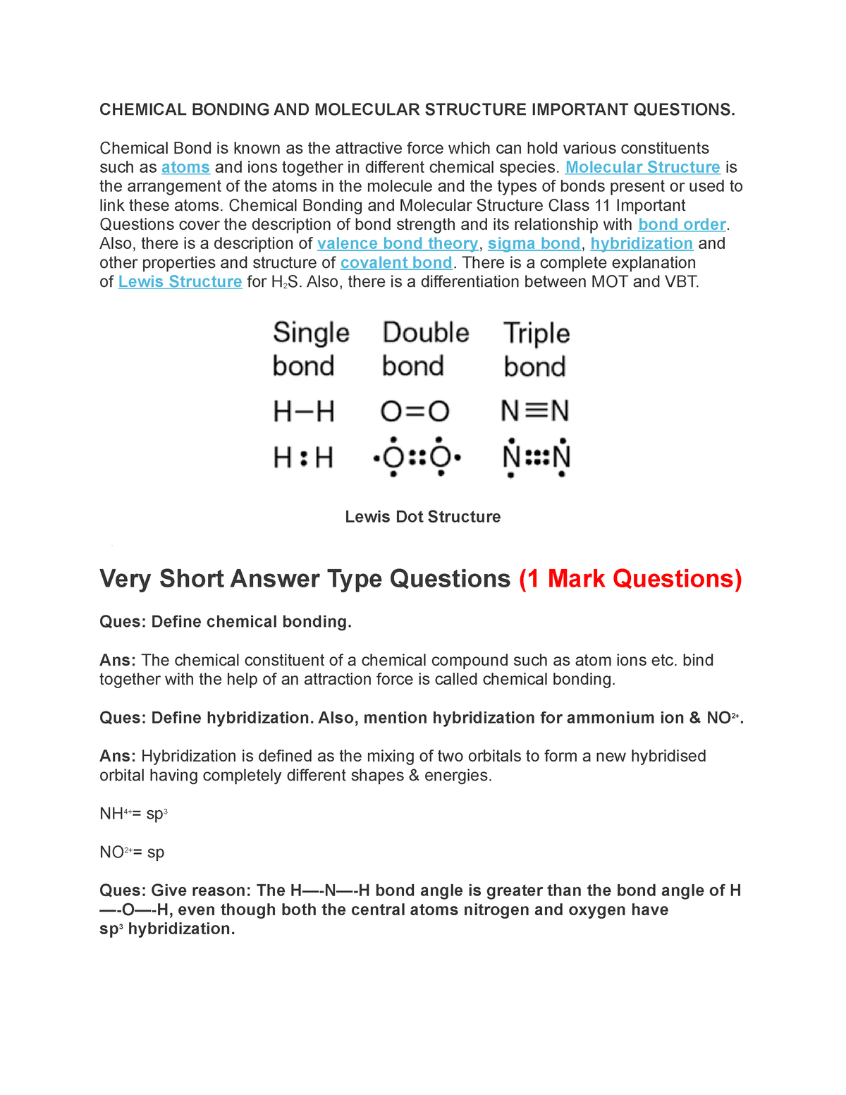 case study questions chemical bonding