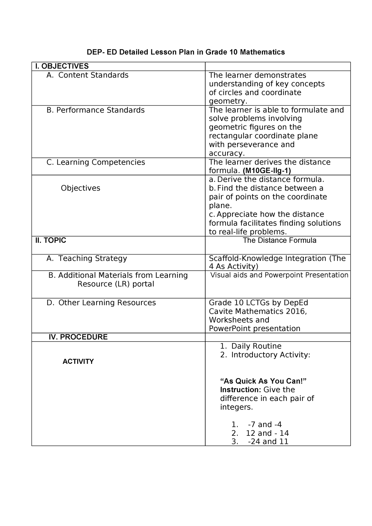 DEP-ED Detailed Lesson PLAN - DEP- ED Detailed Lesson Plan In Grade 10 ...