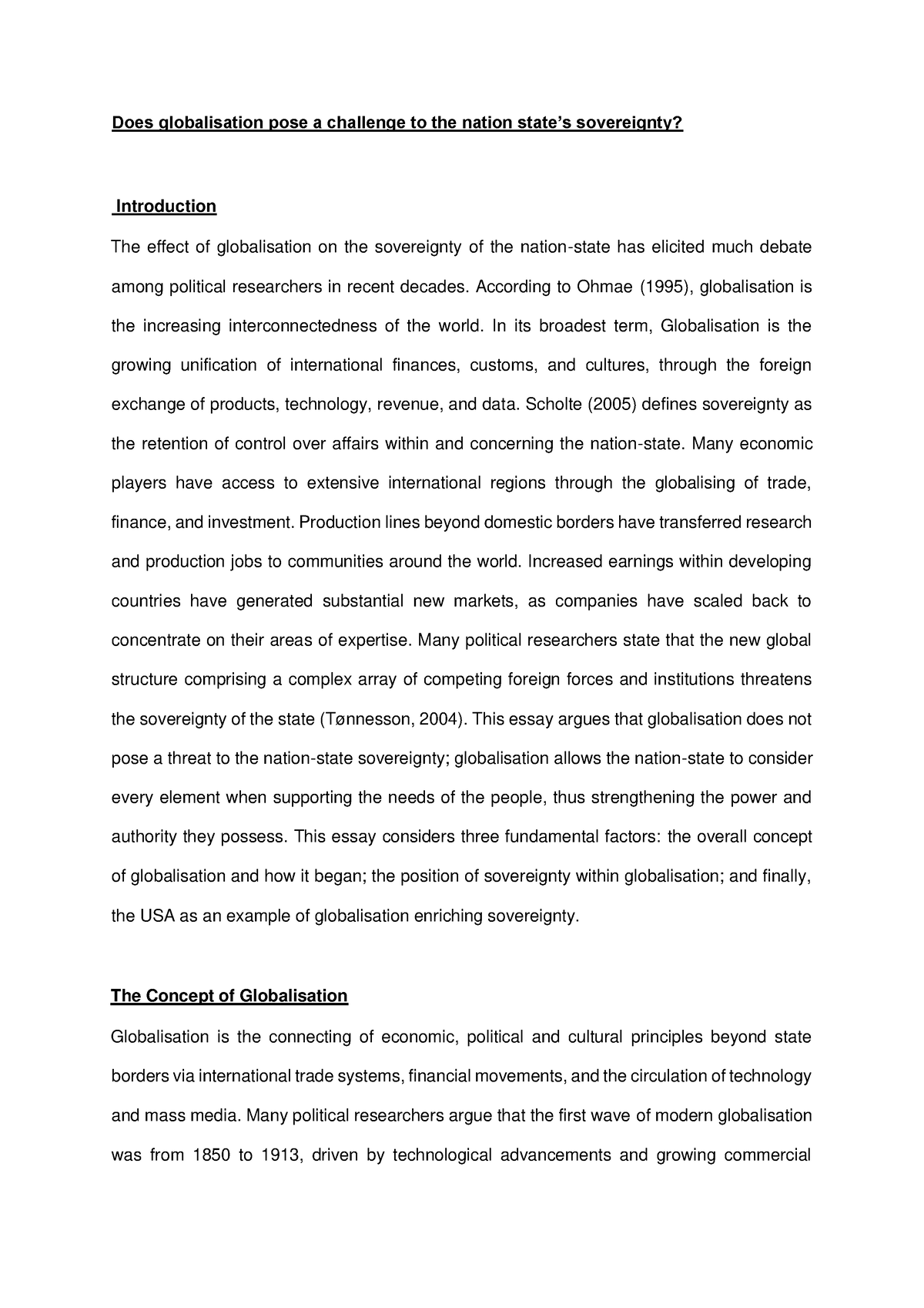 globalisation and state sovereignty essay