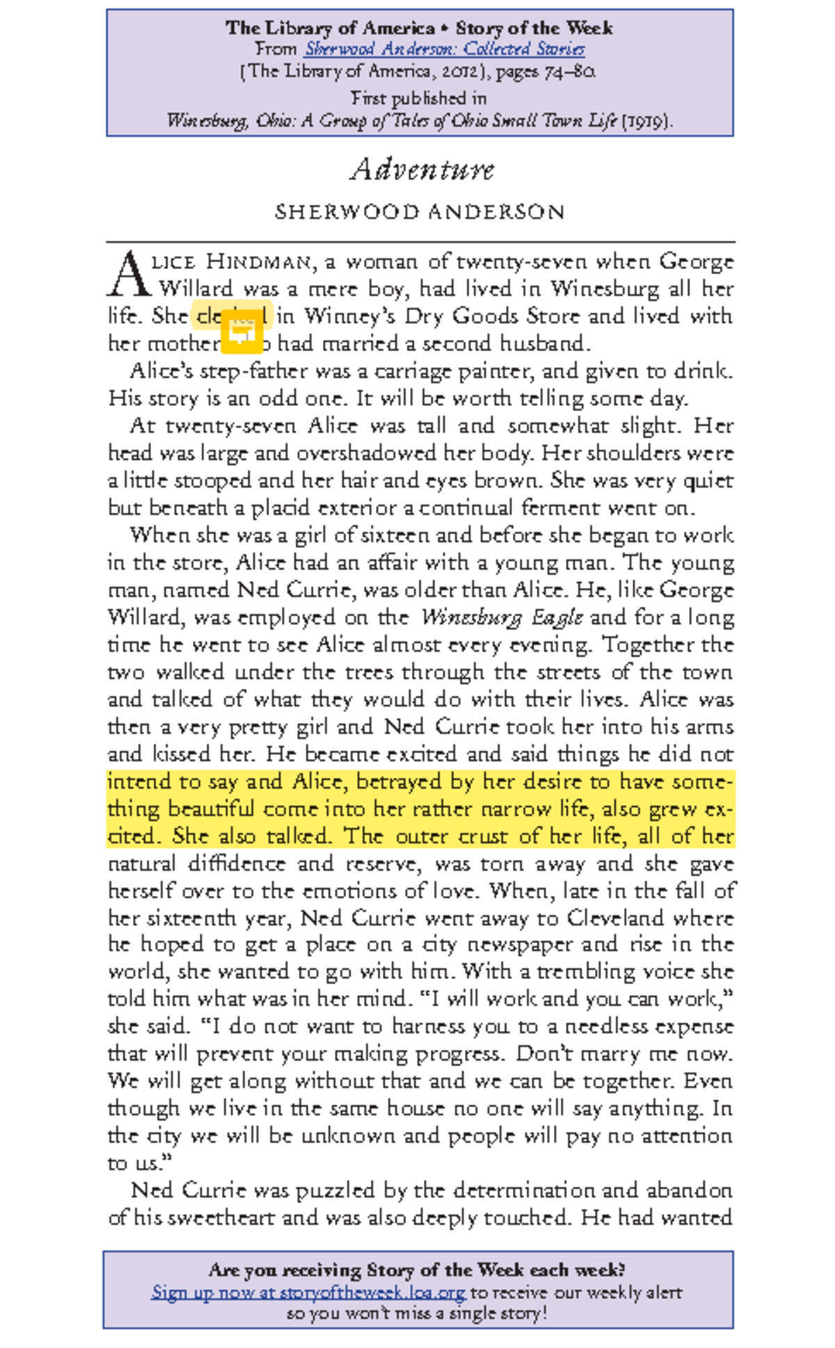 Adventure - Sherwood Anderson - Adventure A lice Hindman, a woman of ...