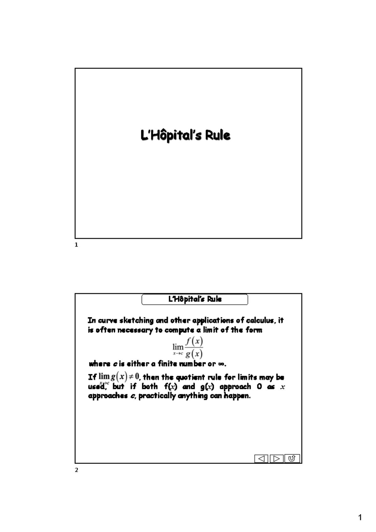 L’Hopital’s+Rule+-+Evaluating+Limits - 1 L’Hôpital’sRule In curve ...
