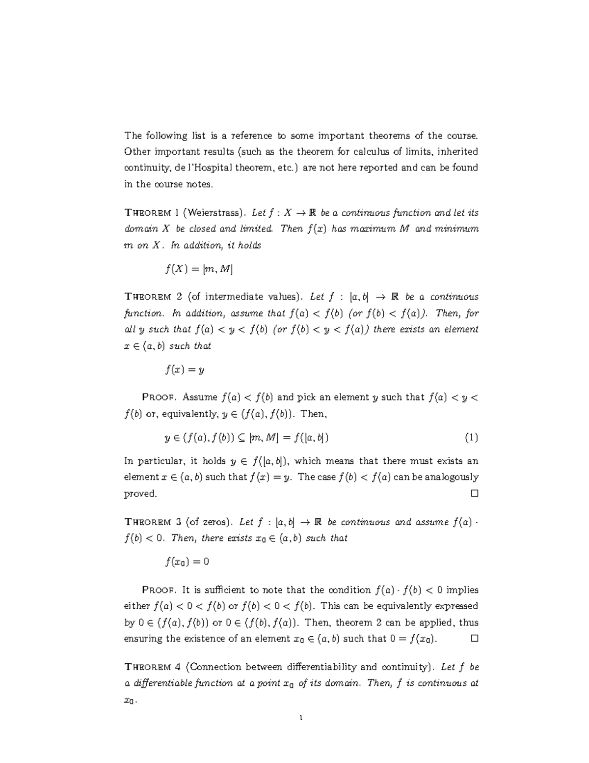 Theorems - Teoremi Matematici - The Following List Is A Reference To ...