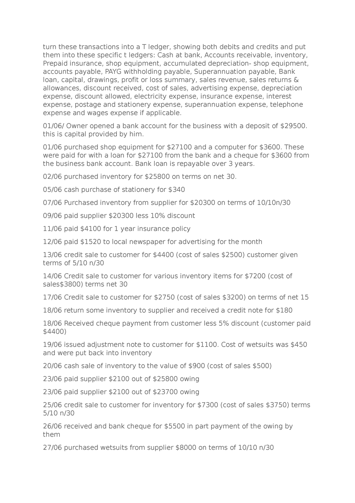 T Ledger Trans For Assignment 1 ACC240 Turn These Transactions Into A   Thumb 1200 1698 