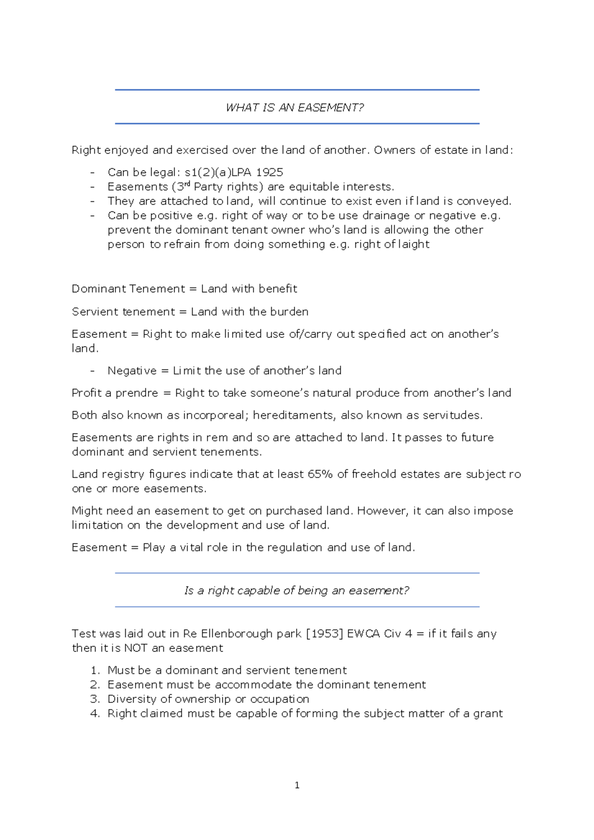WHAT IS AN Easement - Module = Property Law - WHAT IS AN EASEMENT ...