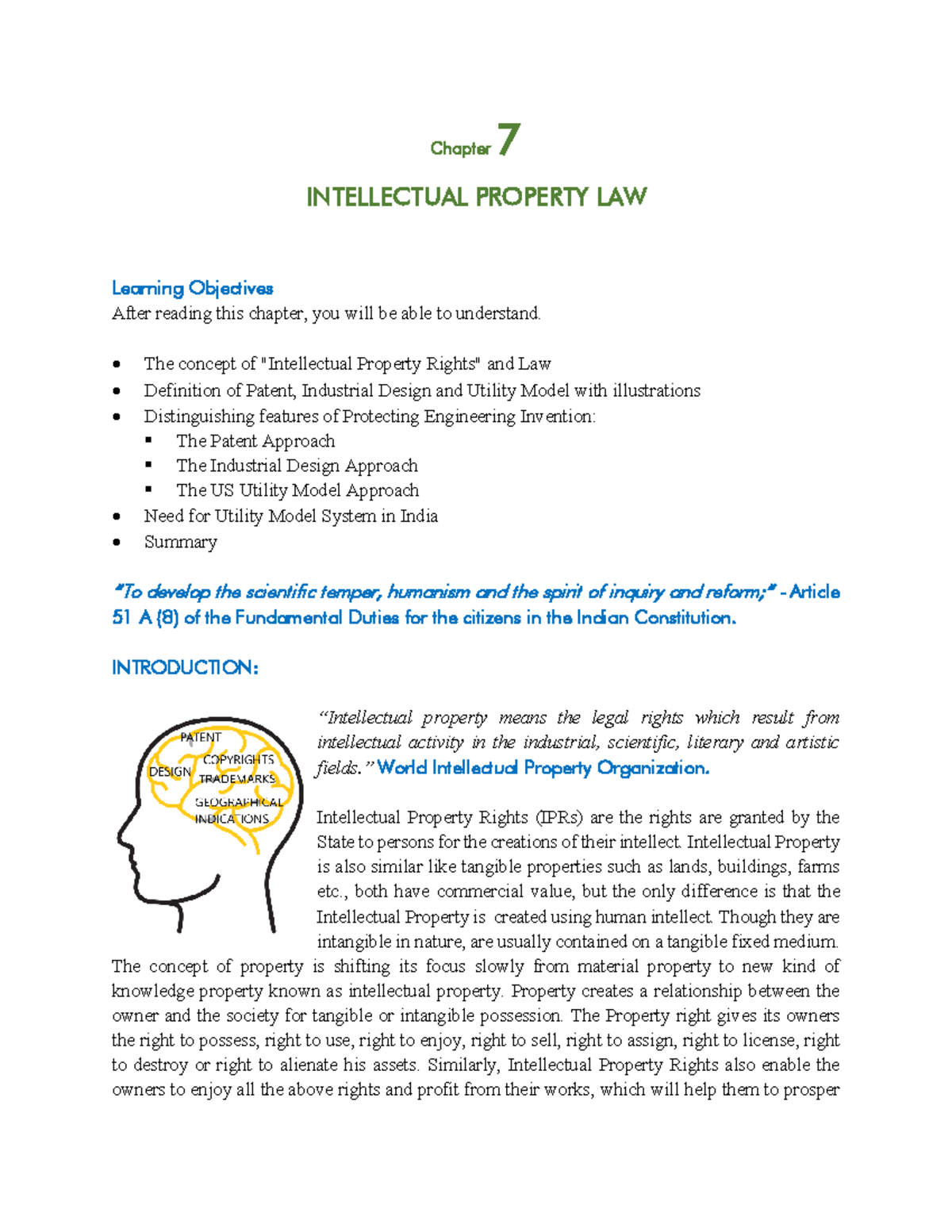 UNIT 7 - Debjyoti Sahu - Chapter 7 INTELLECTUAL PROPERTY LAW Learning ...