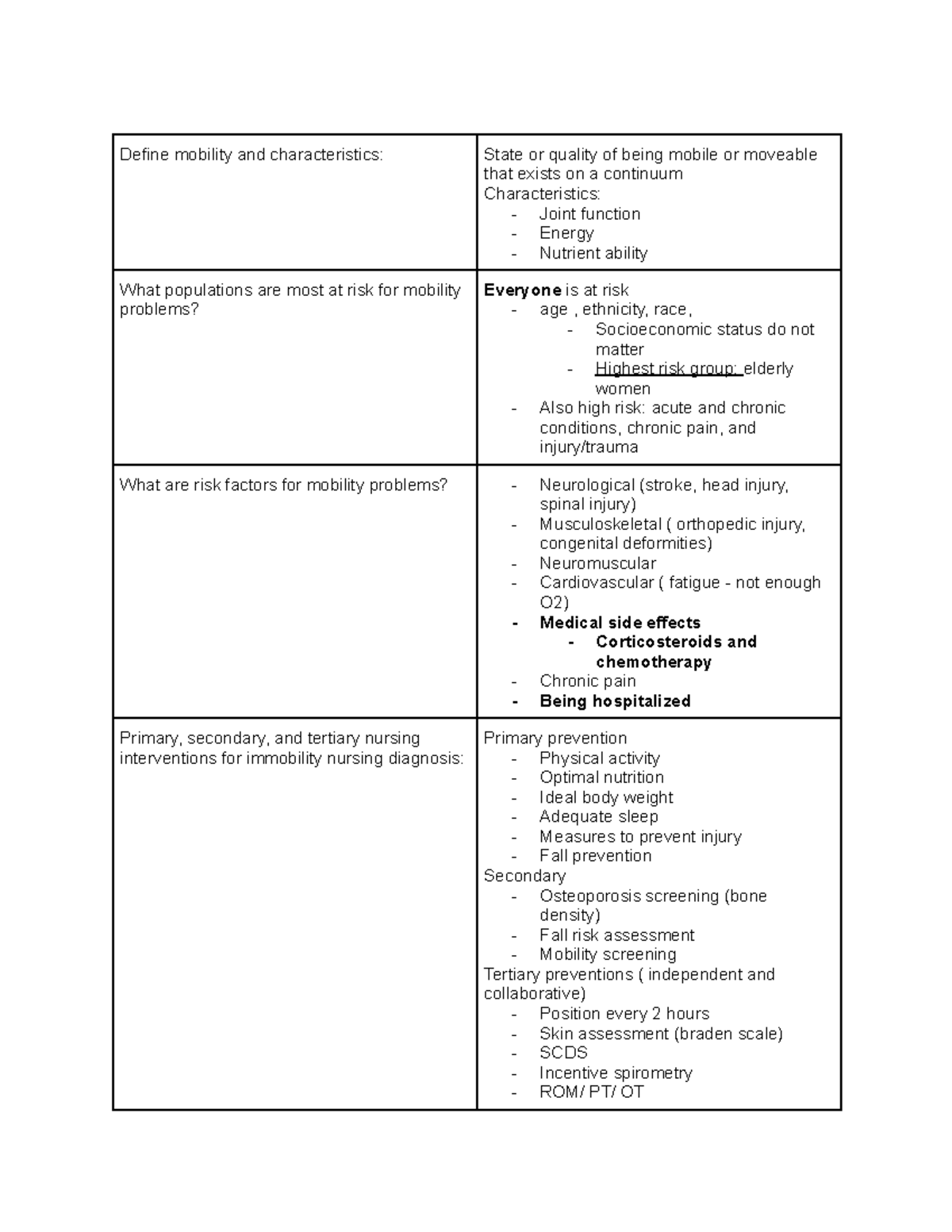 Module 1 Mobility Define mobility and characteristics State or