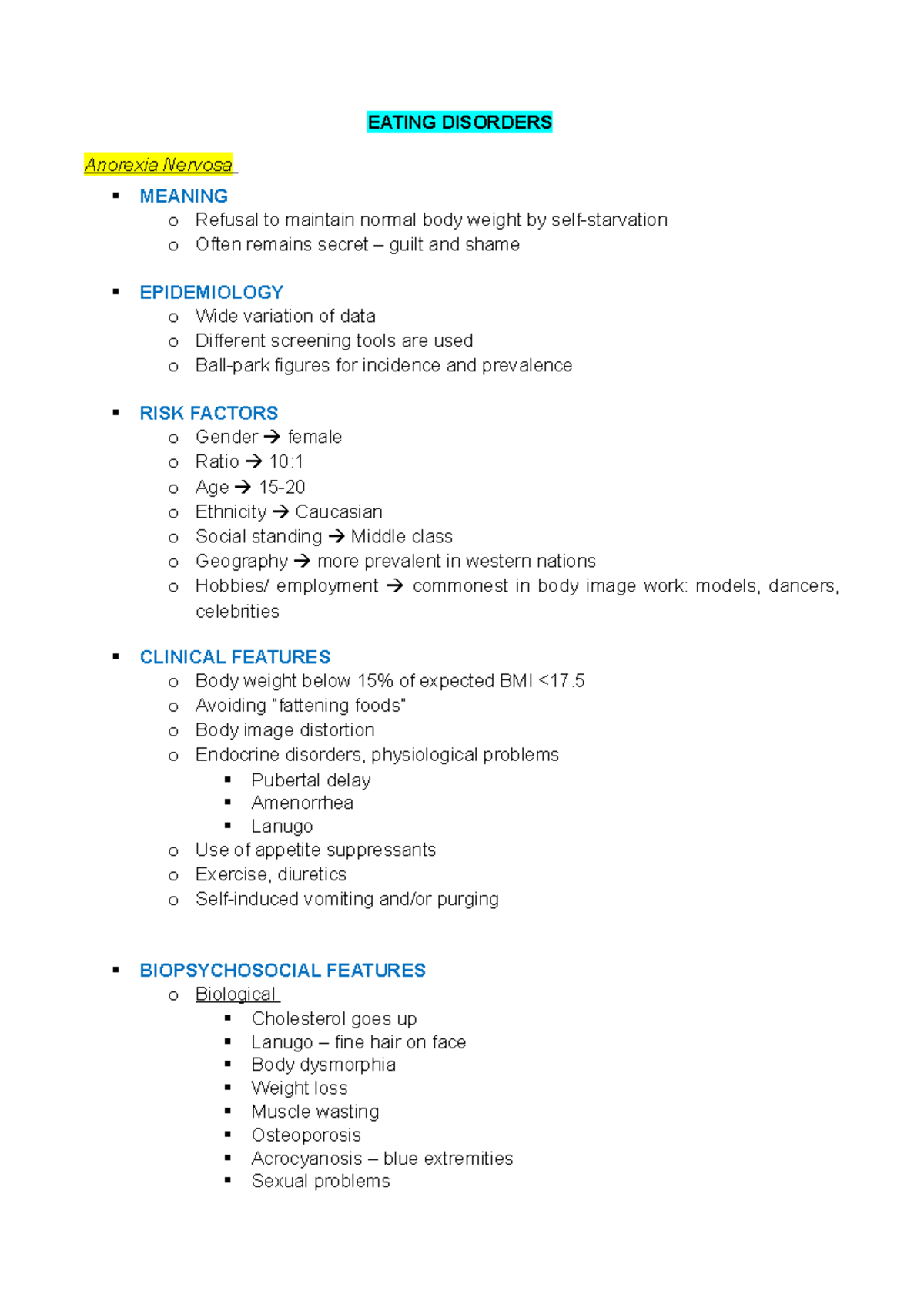 6. Eating Disorders - EATING DISORDERS Anorexia Nervosa MEANING o ...